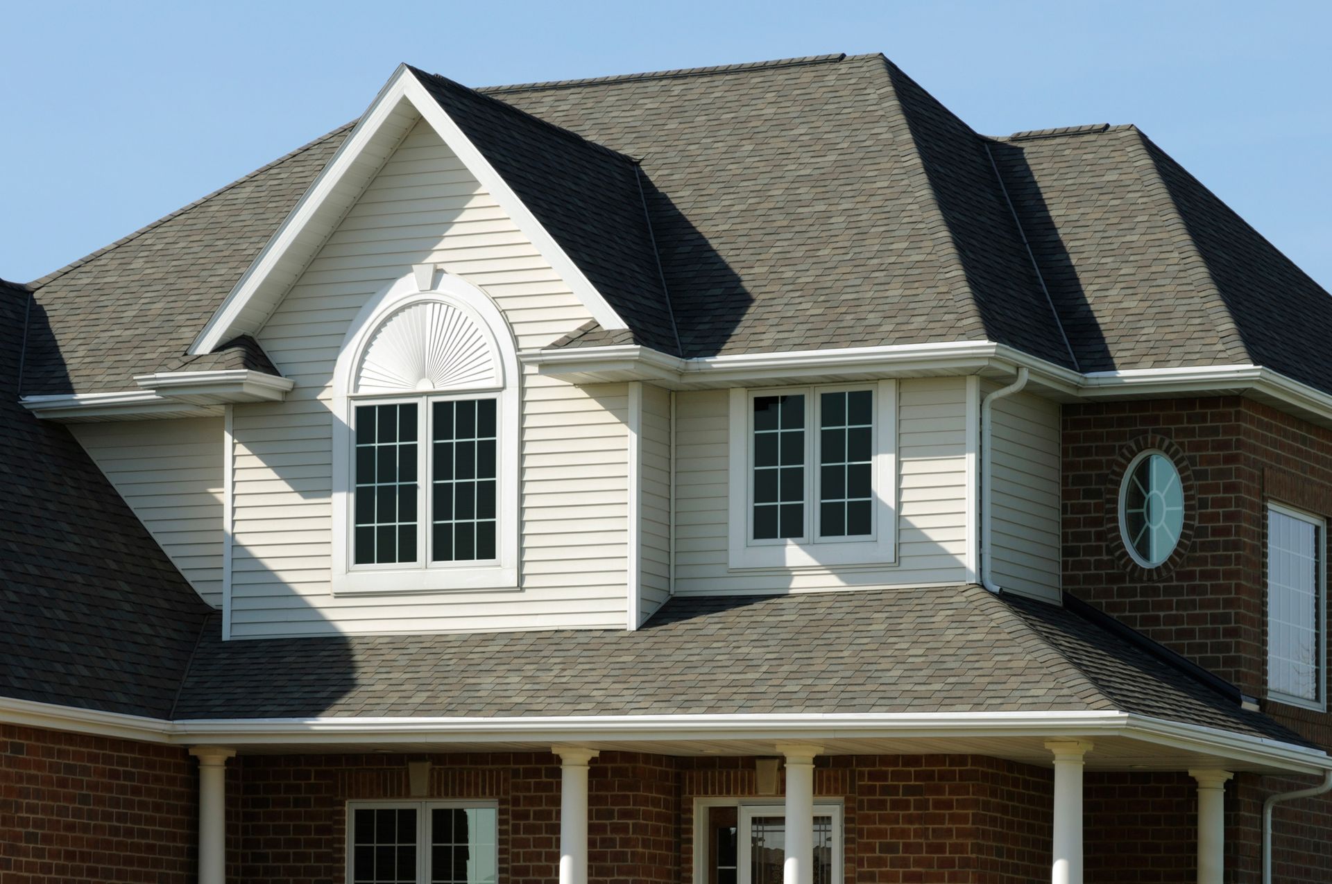 Residential house exterior roofing and siding